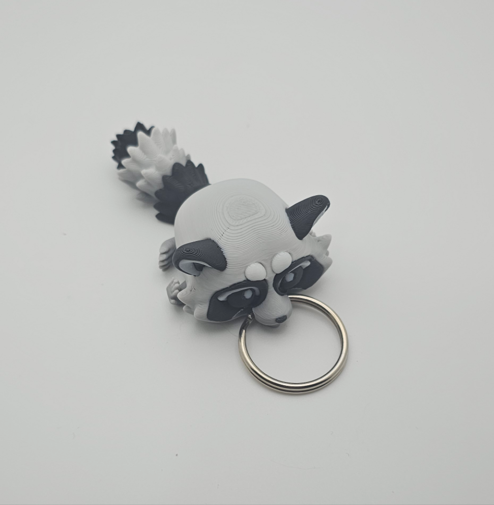Cuties-Puff Raccoon W/Keychain
